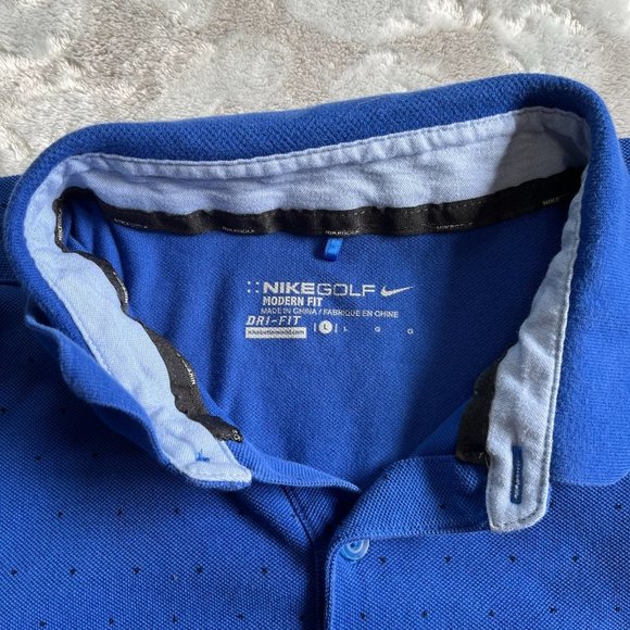 Nike Golf Dri Fit Men's Polo Shirt Size L Dotted Dark Short Sleeve - Picture 3 of 6